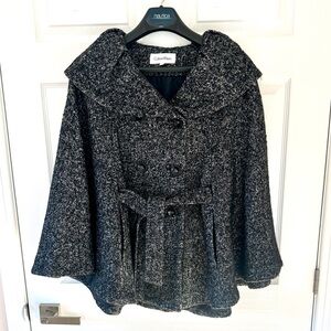 Calvin Klein Women's Gray Tweed Cape Coat Jacket